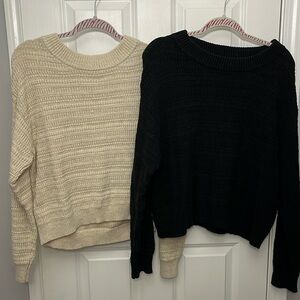 Two Women’s Universal Thread Sweaters - Large, Black & Cream
